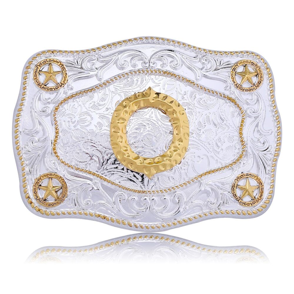 8752 Western Belt Buckles Initial Letters ABCDJMR to Z Large Gold Rodeo